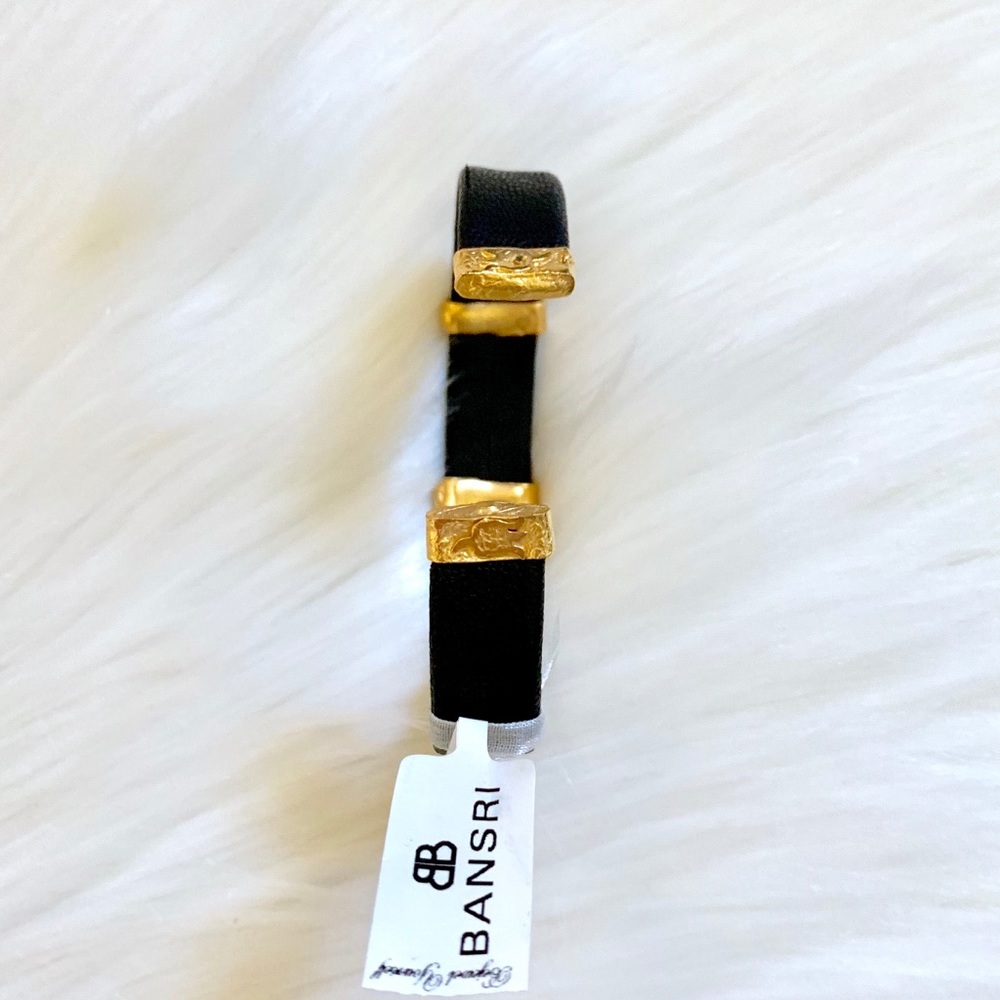 Bansri Black Faux Leather Cone Studded Cuff - Picture 5 of 7